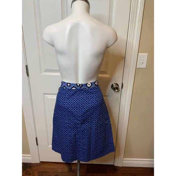 Boden Blue & White Floral & Geometric Patterned A-Line Skirt, 10R Size - Picture 5 of 8